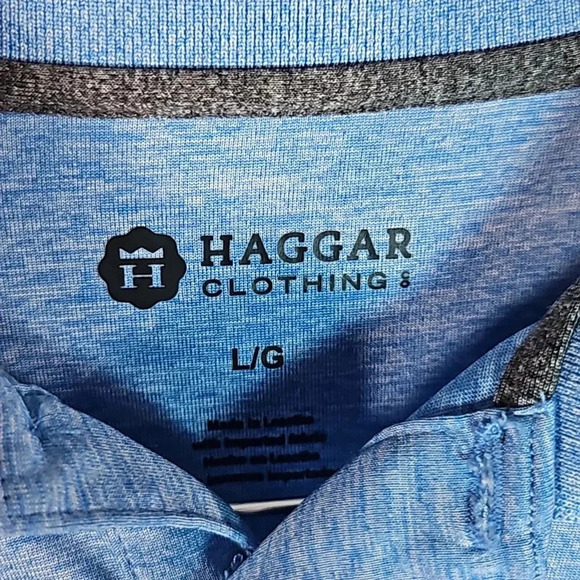 Haggar Men's Light Blue Polo Shirt Size L - Collared Short Sleeve - Picture 4 of 7